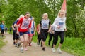 Women start in a running competition among senior athletes