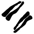 Women stocking silhouette simple minimalist vector icon. Female legs set. Silhouette attractive foot, vector