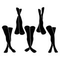 Women stocking silhouette simple minimalist vector icon. Female legs set. Silhouette attractive foot, vector