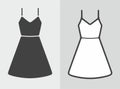 Women strap dress line icon on a background. Linear symbol. Outline sign.