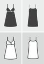 Women strap mini dress icon on a background. Linear symbol. Outline sign.