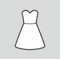 Women strapless evening dress. Clothes line icon on a background. Linear symbol. Outline sign.