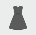 Women strapless evening dress. Clothes solid icon on a background. Black symbol sign.