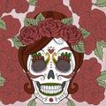 Women sugar skull with roses