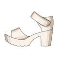 Women summer white sandals on a bare foot.Different shoes single icon in cartoon style vector symbol stock illustration. Royalty Free Stock Photo