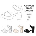 Women summer white sandals on a bare foot.Different shoes single icon in cartoon style vector symbol stock illustration.
