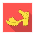 Women summer white sandals on a bare foot.Different shoes single icon in flat style vector symbol stock illustration.
