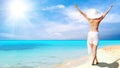 Women on the sunny tropical beach