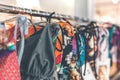 Women swimsuits in the retail store on Bali island, Indonesia. Fashion shopping concept in Asia. Royalty Free Stock Photo