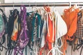 Women swimsuits in the retail store on Bali island, Indonesia. Fashion shopping concept in Asia. Royalty Free Stock Photo