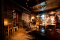 Women talking inside the old style bar with vintage furniture Royalty Free Stock Photo