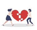 Women teamwork concept with jigsaw puzzle in shape of a heart