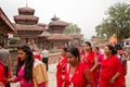 Women at Teej festival, Durbar Square, Kathmandu, Nepal
