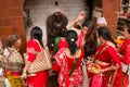 Women of Teej festival, Durbar Square, Kathmandu, Nepal Royalty Free Stock Photo