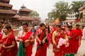 Women at Teej festival, Durbar Square, Kathmandu, Nepal Royalty Free Stock Photo