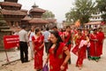 Women at Teej festival, Durbar Square, Kathmandu, Nepal