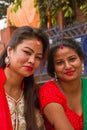 Women at Teej festival, Durbar Square, Kathmandu, Nepal Royalty Free Stock Photo