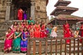 Women at Teej festival, Durbar Square, Kathmandu, Nepal Royalty Free Stock Photo