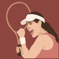 Women tennis player profile side vector illustration flat