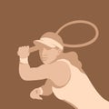 Women tennis player profile side vector illustration flat