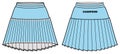 Women tennis pleated mini skirt jersey design flat sketch fashion Illustration for girls and Ladies, Running skirt concept with