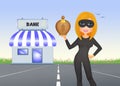 Women thief banks Royalty Free Stock Photo
