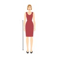 Women to do waist to floor measurement body with arrows fashion Illustration for size chart. Flat female character