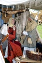 Women together in authentic Norman clothing at the reenactment of The Battle of Hastings in the UK