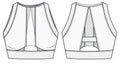 Women Top fashion flat template. Girls Sports Bra fashion drawing template. Sportswear Crop Top template. Sports wear fashion