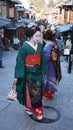 Women tourism wear a traditional dress called Kimono Royalty Free Stock Photo