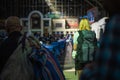 Women tourists and backpack waiting her friend at Bangkok Train Station Hua Lamphong Railway Station Thailand.