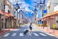 Women tourists cross the street of Yamanashi,Japan