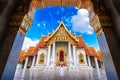 Women tourists at Wat Benchamabophit or the Marble Temple in Bangkok, Thailand