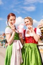 Women in traditional Bavarian dirndl on festival