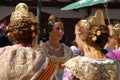 Women in traditional costume, celebrating a fiesta in Spain