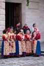 Women in traditional costumes at the festival.