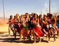 Women in traditional costumes marching at Umhlanga aka Reed Dance 01-09-2013 Lobamba, Swaziland