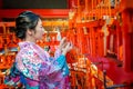 Women in traditional japanese kimonos at Fushimi Inari Shrine in Kyoto, Japan Royalty Free Stock Photo