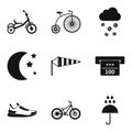 Women training icons set, simple style