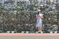 Women travel on holiday summer the sea of Kung Wiman, Chanthaburi, Thailand