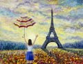 Women travel, Paris european city famous landmark