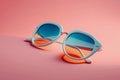 women trendy sunglasses on a pink pastel background summer mood Generative AI