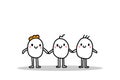 Women and two men hand drawn vector illustration. Type of family relations. Cartoon minimalism