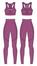 Women two piece Slounge set with Sports bra top and tights Leggings active wear design flat sketch fashion Illustration suitable