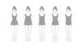 Women types of figures vector illustration. Icons. Human body shapes. Female figures types set. Simple line design. Royalty Free Stock Photo