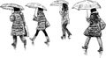 Women under umbrellas