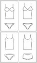 Women underwear. Strap top, panties, shorts line icon. Linear symbol. Outline sign.