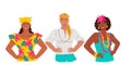 Women of various ethnic groups. Young multiracial girls, flat vector illustration isolated.