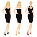 Women in various model of little black dress