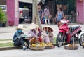 Women in Vietnam market sell fruits Royalty Free Stock Photo